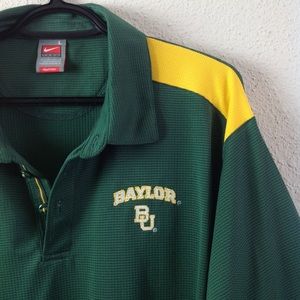 Nike Men Baylor University Bears Green Gold Athletic Performance Polo Shirt Sz L